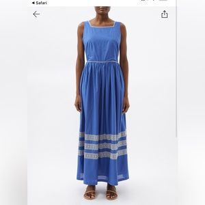 emporio sirenuse Julia square neck blue embroidered dress